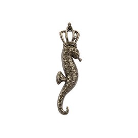 Knighthood Brooch Lapel Pin for Men Black Seahorse Crown Lapel Pin Badge Coat Suit Wedding Gift Party Shirt Collar Accessories