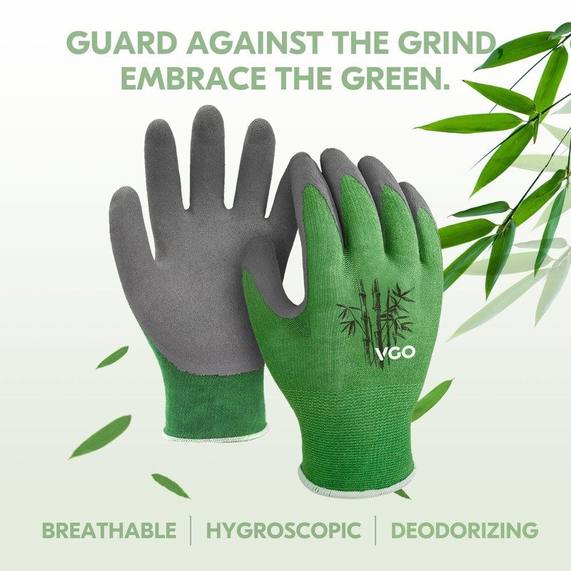 Vgo... 3 Pairs of Multi-Purpose Work Gloves, Non-Slip Latex Coated,