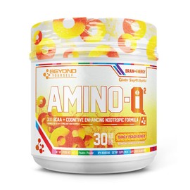 Beyond Yourself - Amino iQ² | Brain-Boosting Nootropic Complex & BCAAs | Intense Focus and Mental Clarity for Peak Performance | Zero Sugar, Zero Calories, Free from Artificial Additives | 40 Servings | Peach Rings