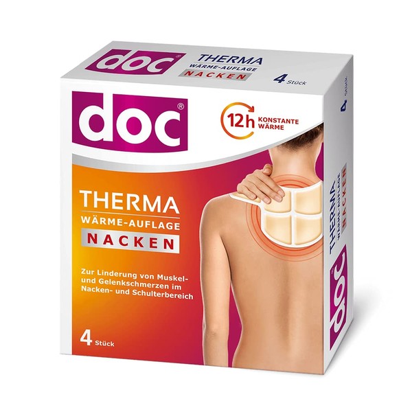 doc® Therma Heat Pad for Neck Pain Relief | Long-Lasting Deep Heat | Relieves Pain & Relaxes Muscles | 4 Pieces per Pack