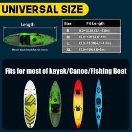 Rosefray 10.8-12ft Kayak Cover,Comfortable Shoulder Strap,420D Heavy Duty Kayak Covers,Waterproof UV Resistant,Fade-Resistant Dustproof Fishing Boat Cover for Indoor & Outdoor Storage-Black