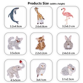 Yosugar Iron-On Patches Set, Iron-On Patches, Sewing Applique Iron-On Patches for T-Shirt, Jeans, Clothing Bags (Pack of 18 Animals)