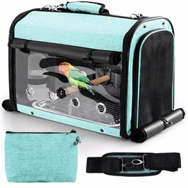 Sanmoncare Bird Carrier Bag Cockatiel Travel Cage with Stand, Lightweight Travel Carrier for Small Bird, Portable Parrot Travel Bag, Pet Transparent Travel Backpack