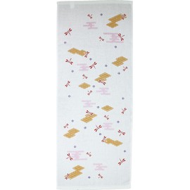 MIKURA Japanese Hand Towel, Senshu Towel, Japanese Lucky Pattern, Dragonfly (Red)