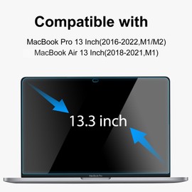 YongMai 2Pack 9H Hardness Tempered Glass Screen Protector for MacBook Pro 13'' (M1/M2 2016-2022)/ MacBook Air 13 inch (M1 2018-2021), Bubble Free, Ultra Thin HD Transparency, Anti Scratch