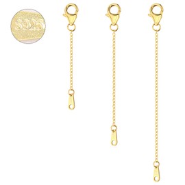 ALEXCRAFT 3 PCS 925 Sterling Silver Necklace Extender 14K Gold Plated Chain Extenders Bracelet Extension for Jewellery Making 2 3 4 Inch