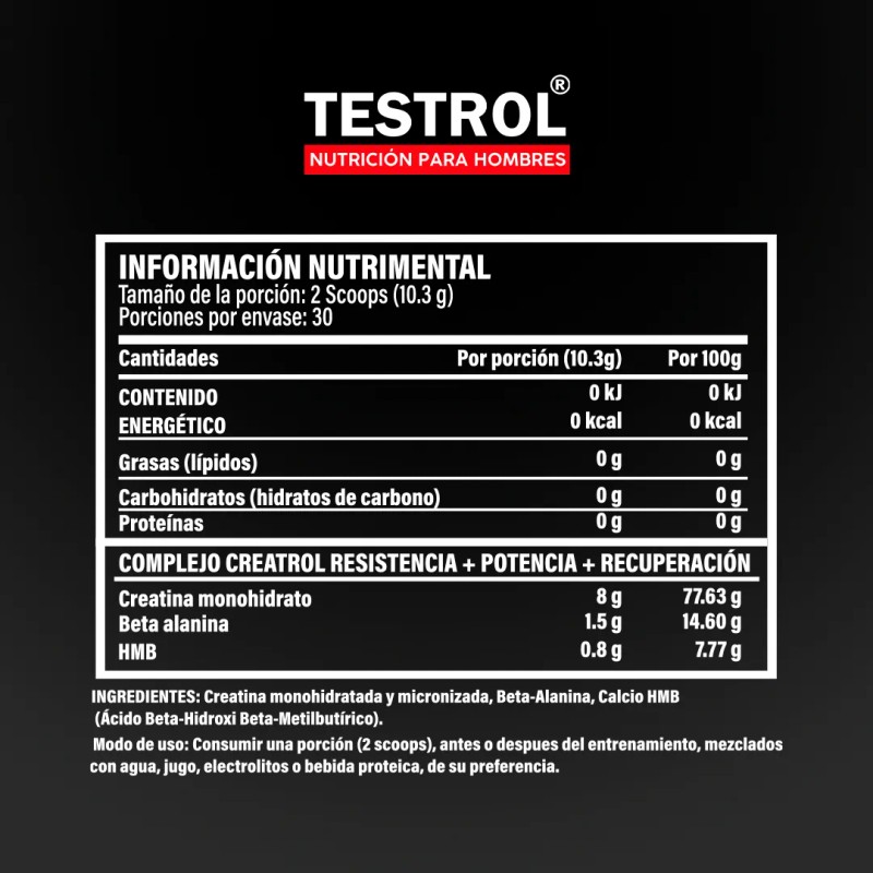 Creatina Platinum Testrol | 30 Servicios Sin Sabor | Carga