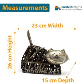 Fabulous Felines Metal Cat Sculpture, Figurine, Statue, Twisted Iron Cat Ornament for Home and Garden, for Animal Lover (Laying Cat)