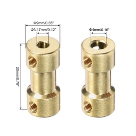 QUARKZMAN 8pcs 3.17mm to 4mm Brass Shaft Coupling Connector with Screws and Hex Wrench Flexible Motor Shaft Coupling for Car Tire Shaft Motor