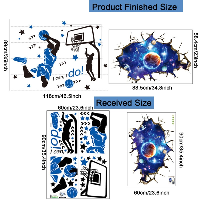 OCXEQJX 3D Blue Out of Space Milky Way Wall Decals