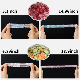 PVWSG 200Pcs Plastic Bowl Covers, Reusable Elastic Stretch Food Covers, High Strength Transparent Universal Plastic Wrap for Food 2 Size