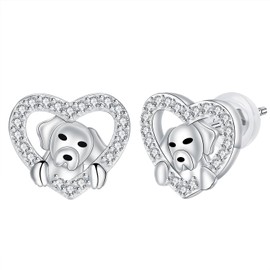 Arrebol Women's 925 Sterling Silver Stud Earrings with 3A Cubic Zirconia Earrings for Women Gift, Silver, Cubic Zirconia