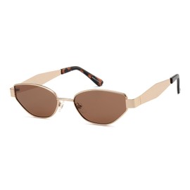 VIVIENFANG Gold Sunglasses for Women, Designer Inspired Gold Metal Frame/Brown Lens Women's Cat Eye Sun Glasses VF2249C