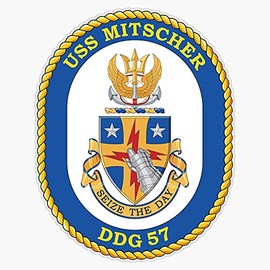 HOF Trading USS Mitscher Ddg-57 Vinyl Sticker Waterproof Decal Laptop Wall Window Bumper Sticker 5"
