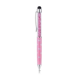 QUALITY 2-in-1 Capacitive Touchscreen Stylus and Ballpoint Pen with Crystals. FREE REFILL - UK SELLER (PINK)