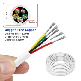 50FT 18 Gauge Wire 5 Conductor, 18/5 Thermostat Wire, 18 AWG Stranded Tinned Copper Low Voltage Electrical Wire for Security Alarm LED Lighting Strips Automotive Speaker, White