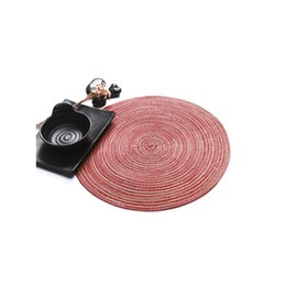 ANAZOZ Placemats Set of 4 Heat Resistant,Placemats Polyester Washable 14.18 IN,Solid Color with Round Red Table Mats Set