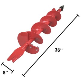 THUNDERBAY 8 Inch Diameter 36 Inch Long Earth Auger Bit with Fishtail Point and Patent Shock Spring