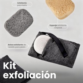 Triko Set 4 Piezas Bolsa Exfoliante para Jabón y Almohadillas Ahorradoras, Esponja Exfoliante Corporal de Nailon para Ducha, Ideal para Piel Seca y Aprovechar Sobras de Jabón, Gris Grafito