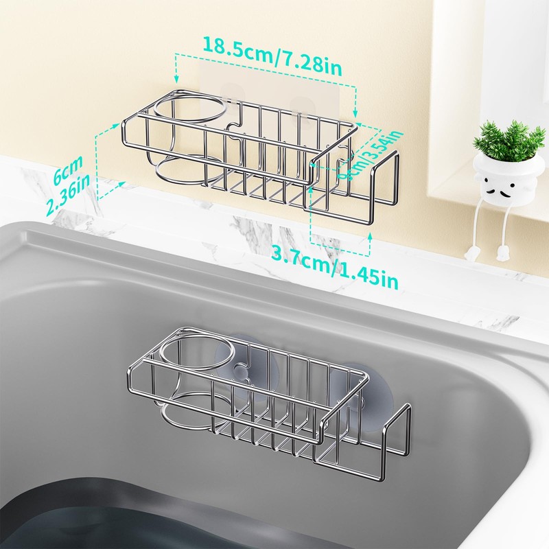 HapiRm Sink Caddy Sponge Holder - No Drill Sponge Caddy