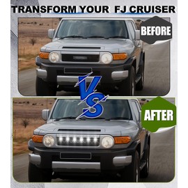 LED Grill Lights for 2007-2022 Toyota FJ Cruiser Accessories Raptor Light Front Grille Lighting Insert (White)