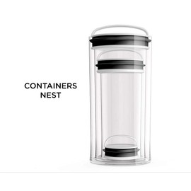 Prepara Evak Fresh Saver Airless Canister, Medium/Short, Clear with White Handle