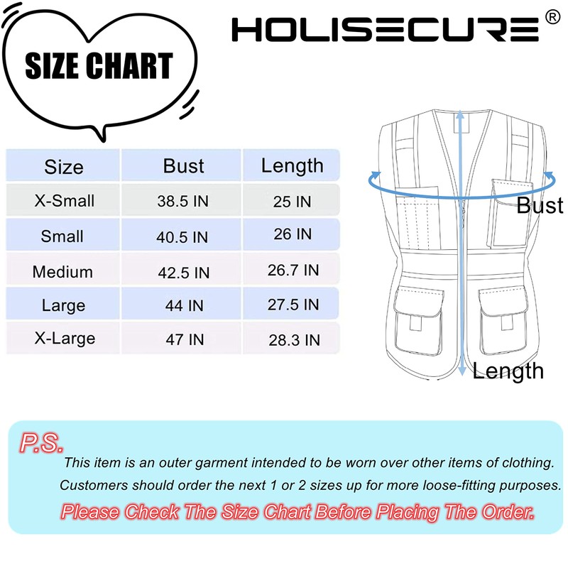 HoliSecure Safety Vest for women, Hi vis Reflective Lady Work