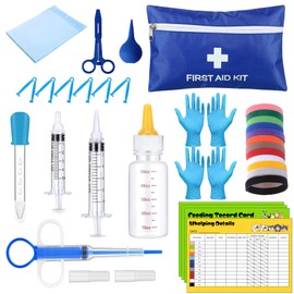 URMYONLY Whelping Supplies Kit for Puppies and Kittens Birth with Nursing Bottle, Pill Shooter,Newborn Collars,Record Charts, Pee Pads, Bulb Aspirator,Plastic Scissor, Cord Clamps