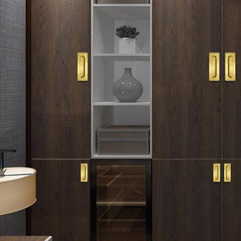 ViaGasaFamido Recessed Handle, Brass Cabinet Hardware Flush Pull, Recessed Invisible
