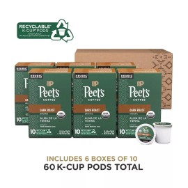 Peet's 60 Count Peet's Organic Alma De La Tierra Coffee K-Cup Pods Coffee 6x 10 Count
