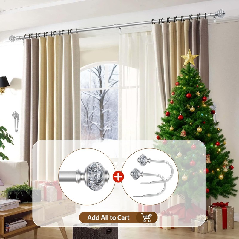 Curtain Rod 32 to 58 Inches (2.6-4.8ft), USFOOK 7/8 inch