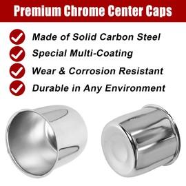4Pcs 4.25 inch Trailer Wheel Center Caps Push Through Center Caps for Trailer Truck RV Wheel Rims 4 Closed-End Chrome Plated Silver Carbon Steel 4.25" Bore 3.66" Tall Push Thru Silver Rim Hub Covers