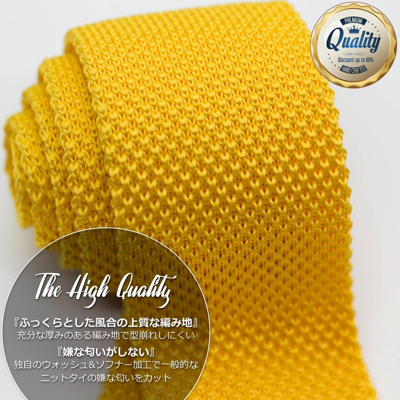 WANDM 5.5 cm Width Knit Tie, Narrow Tie, Necktie, Washable,