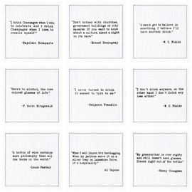 Five Star Napkins Literary Bar Quotes White Cotton Cocktail Napkins, Beverage Napkins, Bar Napkins, Cloth Napkins, Party Napkins, Holidays, Weddings, Birthdays, Disposable, 4.5" x 4.5"- (50x)