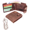 MORUCHA RFID Blocking Men's Biker Wallet Genuine Distressed Hunter Leather