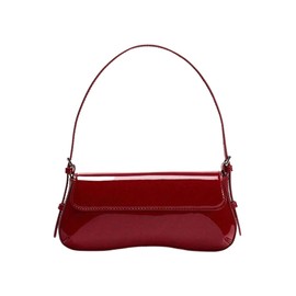 QWINEE Women's Y2k Flap Shoulder Bag Retro Patent Leather Handbags Square Underarm Bag Hobo Vintage Clutch Purse Red One Size