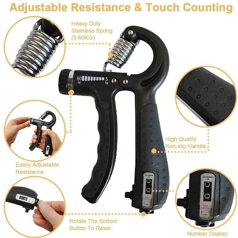 Ram® Hand Grip Strengthener Forearm Strength Training Adjustable Resistance Hand