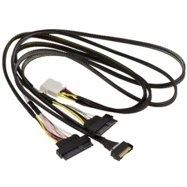 KALEA-INFORMATIQUE PCIe 5.0 Cable with MCIO 8i 74-Pin Male to 2x SFF-8639 68 Pin U2 U3 Length 80cm