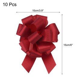 uxcell 5pcs 4 Inch Large Pull Bow Glitter Gift Wrapping Big Pull Bows Ribbon Red for Wedding Baskets Presents Christmas Party