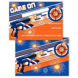 POP parties Dart Gun Invitations - 12 Invitations + 12 Envelopes - DOUBLE SIDED - Dart War Party Supplies - Dart Gun Party Supplies - Dart War Invitations - 12ct