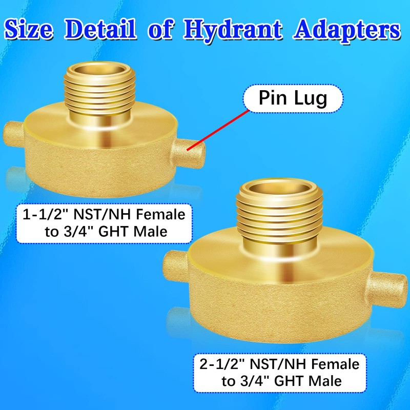 Brass Hydrant Adapter - 1-1/2" NST/NH Female x 3/4" GHT