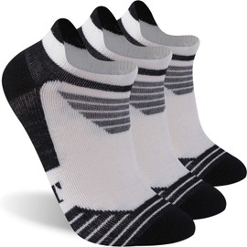 RTZAT 90% Merino Wool Athletic Running Tennis Light Ankle Low Cut No Show Cushioned Socks for Men & Women, X-Large, 3 Pairs,White&Black