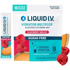 Liquid I.V.-  Multiplicador de Hidratación Sin Azúcar Melón Frambuesa  Mezcla para Bebida en Polvo Electrolito  1 Paquete (14 Ser