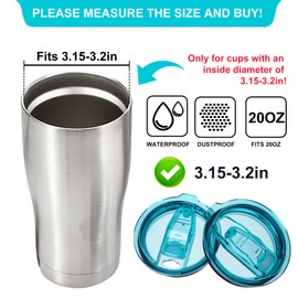 AICMEI 2 Replacement lids for spill-proof stainless steel travel mugs，Open/Close, Suitable for cups with mouth size of 3.15-3.2 inches-20 OZ Spill Proof Lids（Turquoise）