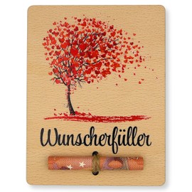 ZUKLA® Wunscherfüller Geldgeschenk Holz 13 x 10 cm - Verpackung für Geldgeschenke zum Geburtstag - Handmade - Geschenkgutschein