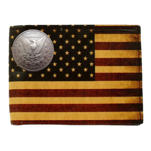 Custom Morgan Dollar Tails Nocona Bi-fold Wallet with a Distressed