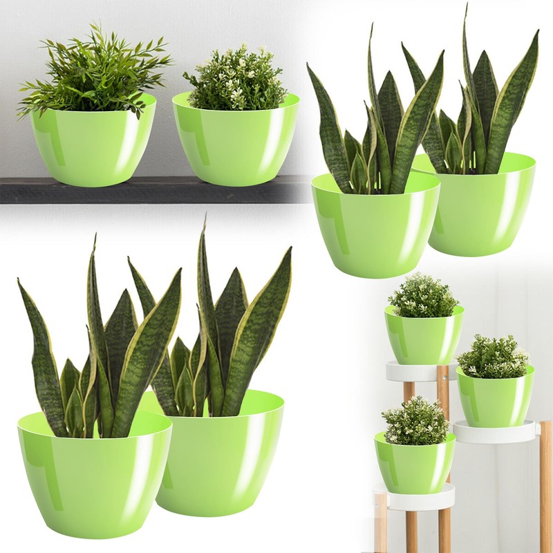 PECZEKO Shiny Flower Pot, Plastic Planter, Decorative Pot for Large