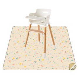Splat Mat for Under High Chair/Arts/Crafts by CLCROBD, 51" Baby Anti-Slip Food Splash and Spill Mat for Eating Mess, Waterproof Floor Protector and Table Cloth (Beige)