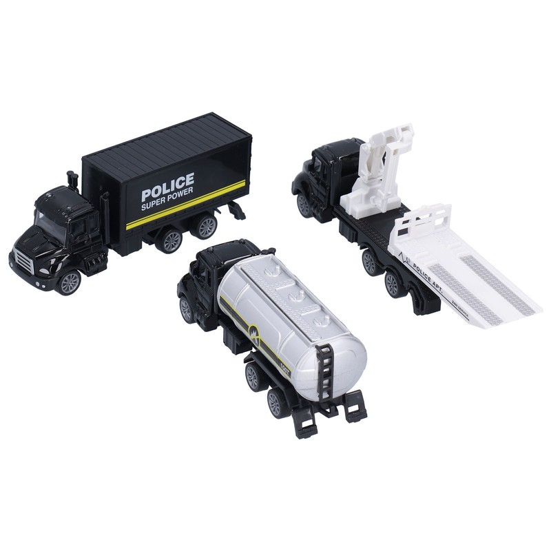 3pcs 1:50 Truck Model Toy Set Pull Back Recovery Tanker