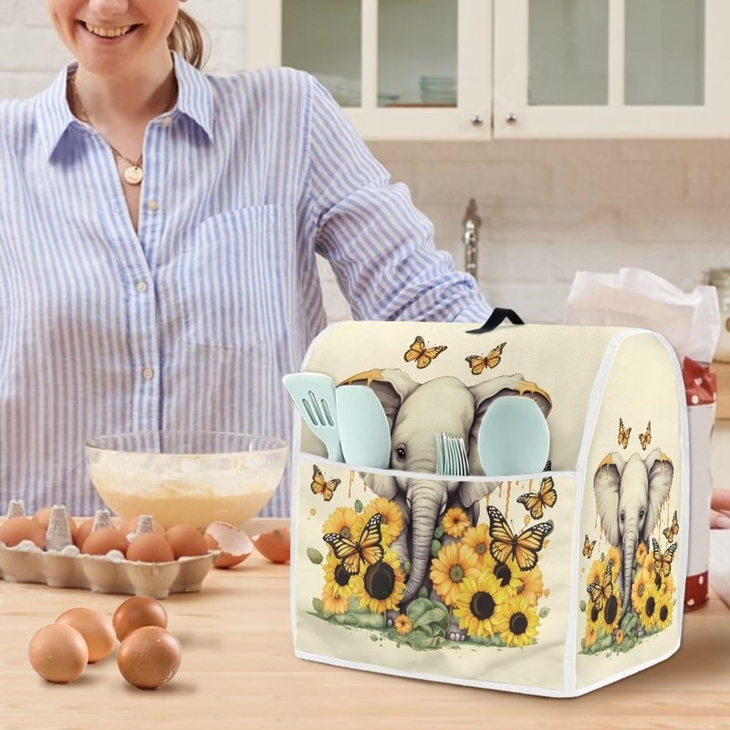 chaqlin Sunflower Elephant Stand Mixer Cover Compatible with 4.5-5 Quart